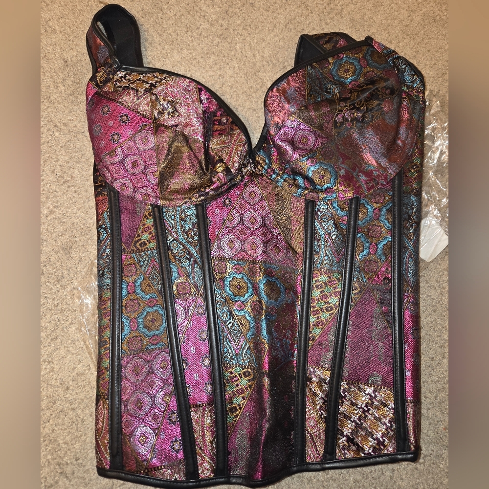 Elegant Jacquard Patchwork Corset Bustier Bodyshaper. Size 6XL. - Picture 8 of 9